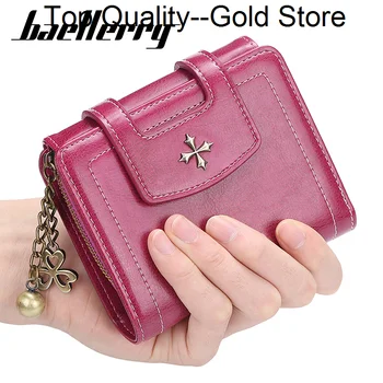 Хит продаж, короткий женский кошелек из искусственной кожи с карманом для монет на молнии и пуговице красного цвета Cartera 059-N1638