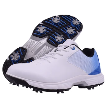 Профессиональная водонепроницаемая обувь для гольфа для мужчин, спортивные кроссовки для гольфа на открытом воздухе большого размера, черные, синие, 7 шипов, мужские кроссовки для гольфа для мужчин