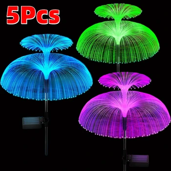 Солнечные огни в виде медуз, Изменяющие цвет RGB, Садовый свет, Наружный Водонепроницаемый Ландшафтный Солнечный Свет, Газонная лампа, Декор дорожки, Двойной слой