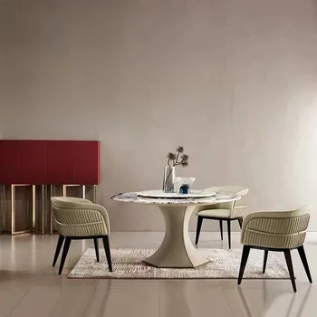 Скандинавские кожаные обеденные стулья для ресторанной мебели Стул со спинкой для отдыха Дизайнерский Легкий Роскошный стул для дома, спальни, ресторана