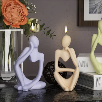Сделай сам Абстрактный мыслитель Человеческое тело Силиконовая форма Статуя Гипсовая форма 3D Человеческое тело Изготовление свечей Литье смолы Форма для украшения дома